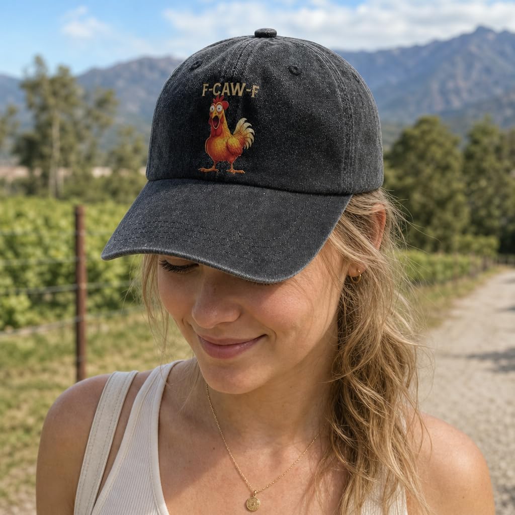 F-CAW-F Hat Funny Baseball Chicken Hat FCAMF Rooseter Humor Meme Cap for Men Women image 2
