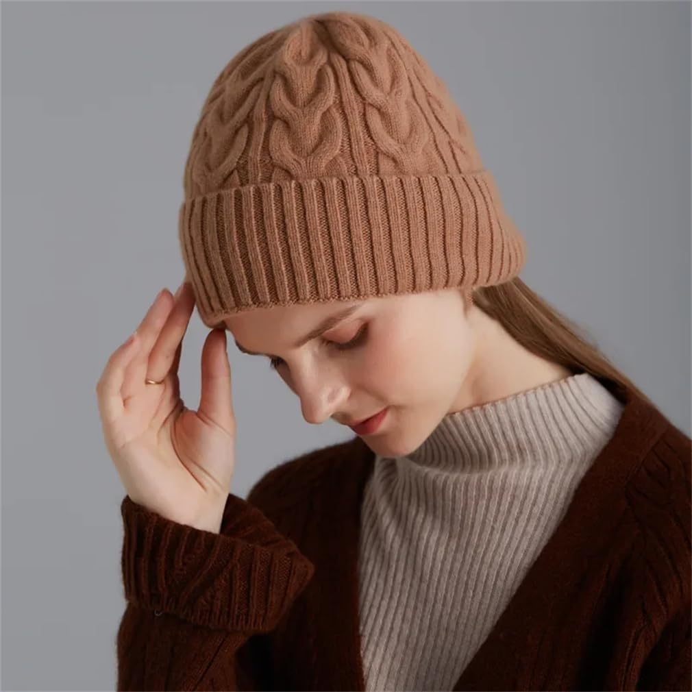 SaoBiiu Gorro de lana de punto trenzado para mujer, gorro de invierno unisex