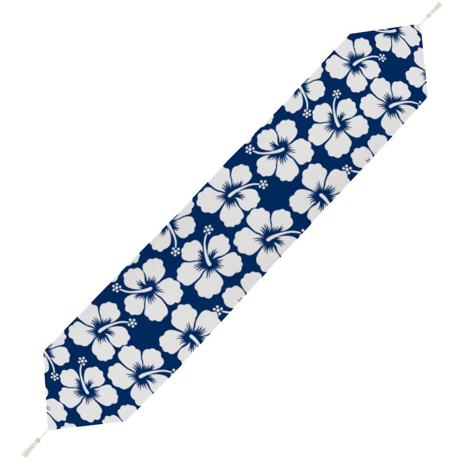 JZemdybill 178*33cm Table Runner with Tassel, Flower Hawaiian Style Table Runner, Table Decoration for Kitchen, Party, Restaurant