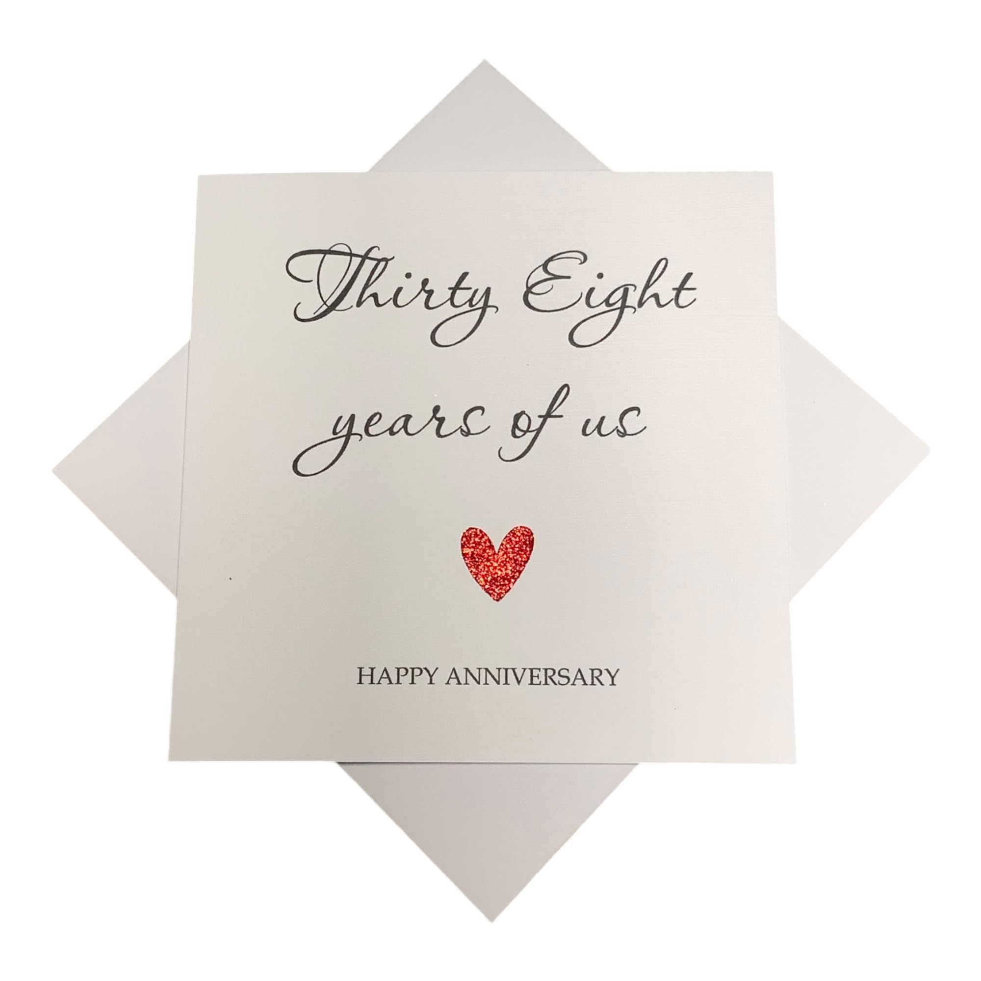 38th Wedding Anniversary Card - Tourmaline 38 Year Thirty Eighth Personalised Gift for Wife Husband Boyfriend Girlfriend Partner - Choose Glitter Heart - Various Designs (Year Of Us)