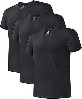 Men's Undershirts Micro Modal Ultra Soft T-Shirts Stretch Moisture-Wicking Crewneck/V-Neck Tees for Men, 3-Pack