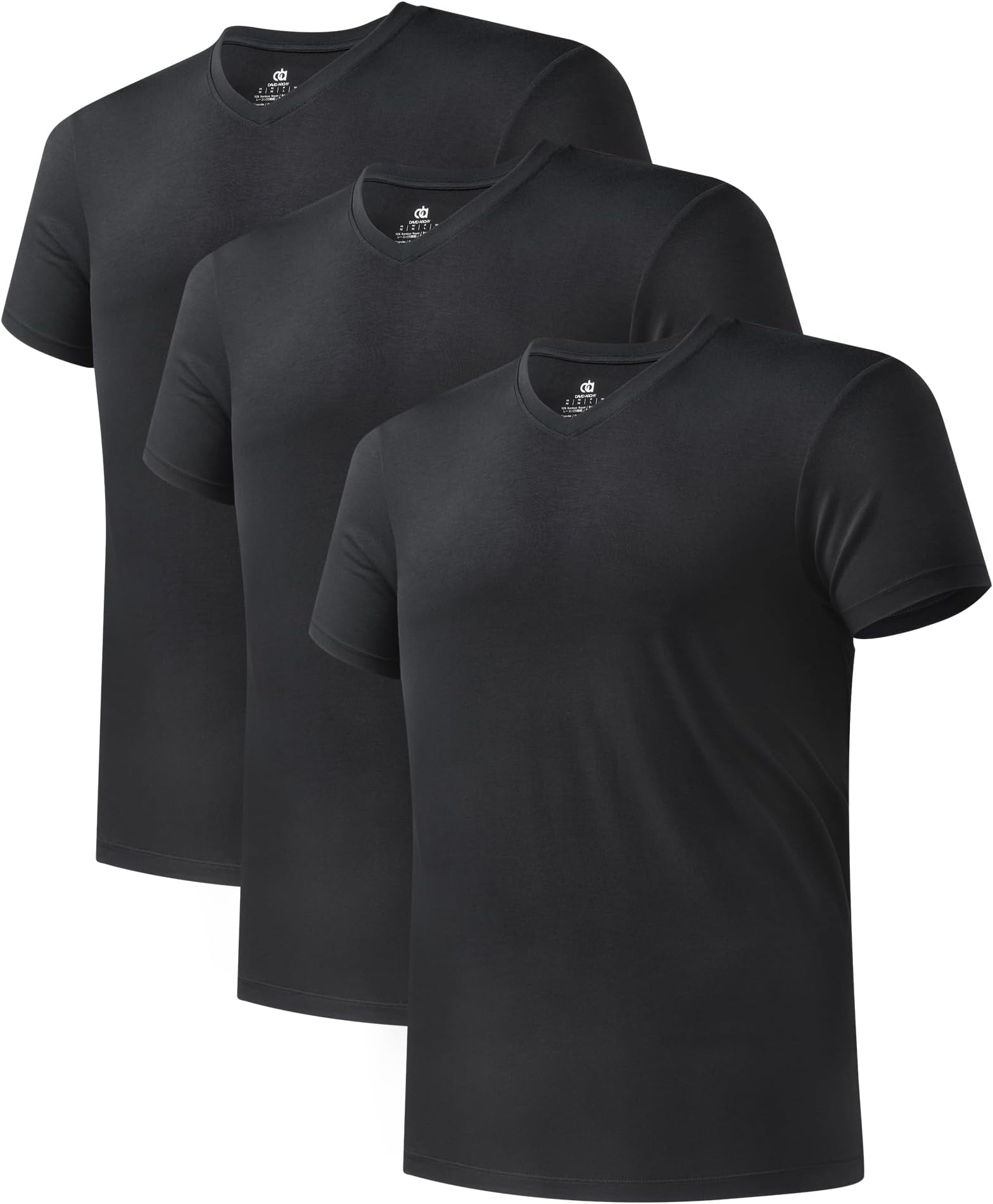 DAVID ARCHY Men's Undershirts Micro Modal Ultra Soft T-Shirts Stretch Moisture-Wicking Crewneck/V-Neck Tees for Men, 3-Pack