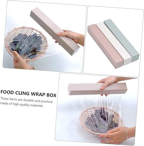 Miniatura 9 de GLEAVI Caja de almacenamiento de plástico para alimentos, dispensador de envoltura de plástico, dispensador de envoltura de plástico con soporte de