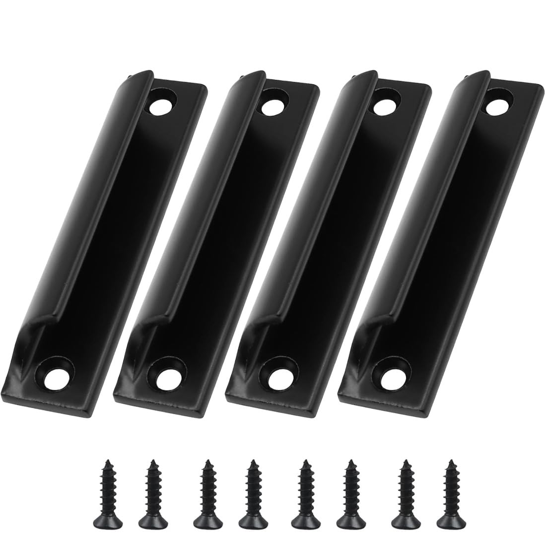 4 Pcs Poignée de Porte de Terrasse, Maniglie per Porte in Metallo, Maniglia Porta Scorrevole in Alluminio, per Cassetti Armadi, Finestre, Portafinestra, Esterna, con viti(Nero)