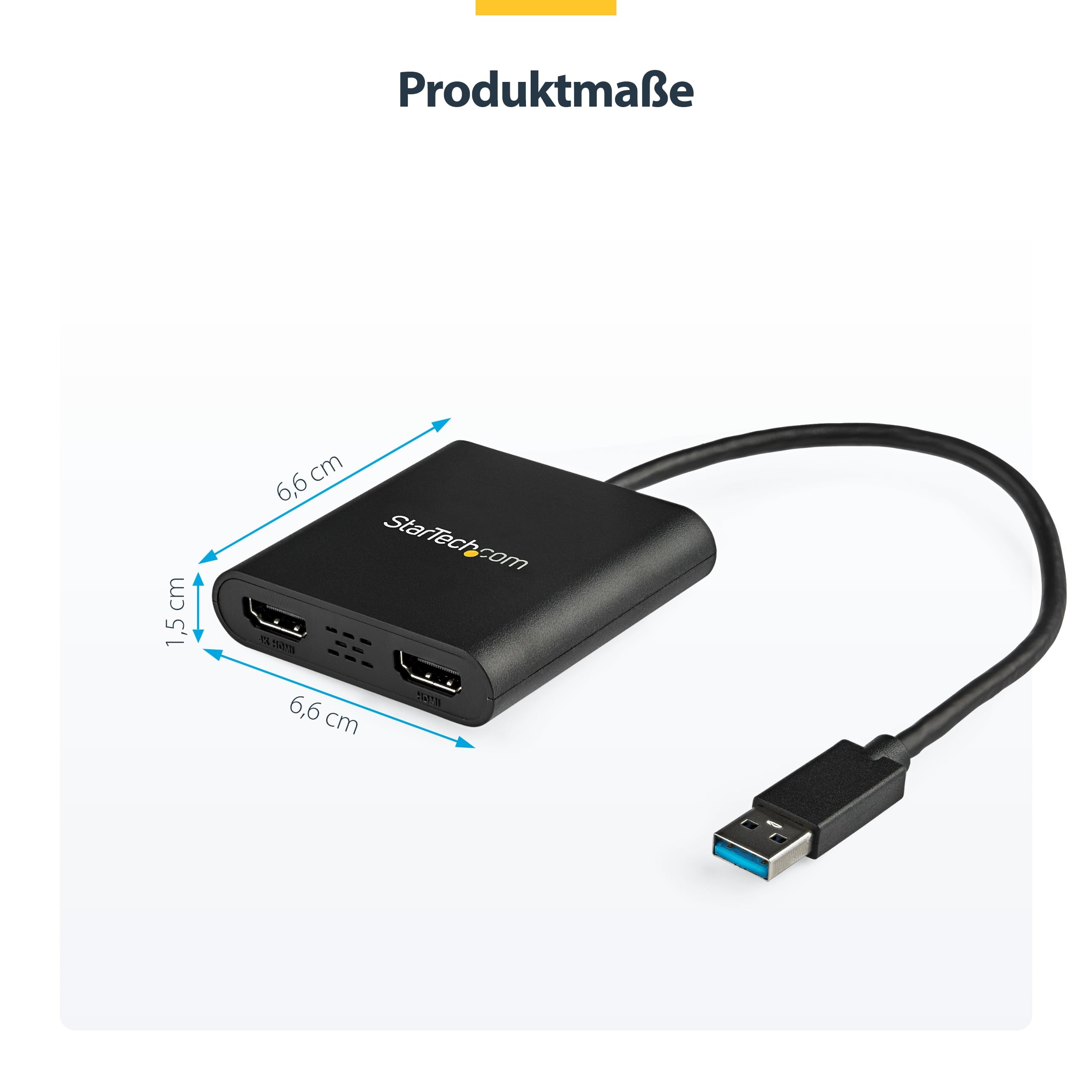 StarTech USB-A 3.0 auf Dual HDMI Adapter für Windows, Dual HDMI USB Bildschirm Konverter, 4K 30Hz und 1080p 60Hz, Mehrbildschirm-Modus: Erweitern oder Spiegeln