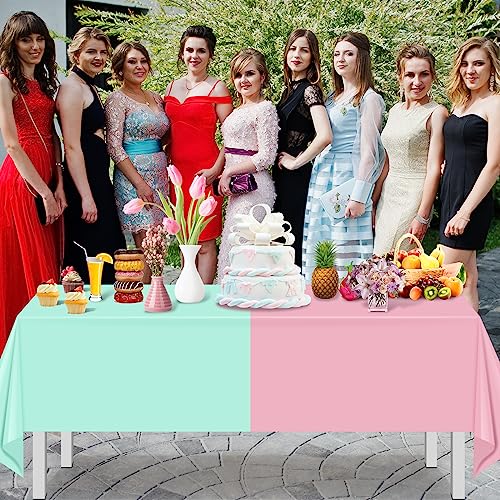 Image of 12Pack Pastel Color Tablecloths,Plastic Mix Color Tablecloth Disposable Rectangle Table Covers for Baby Shower, Wedding, Birthday Party, Easter and Ice Cream Party Decoration,6 Color, 54 x 108 Inch