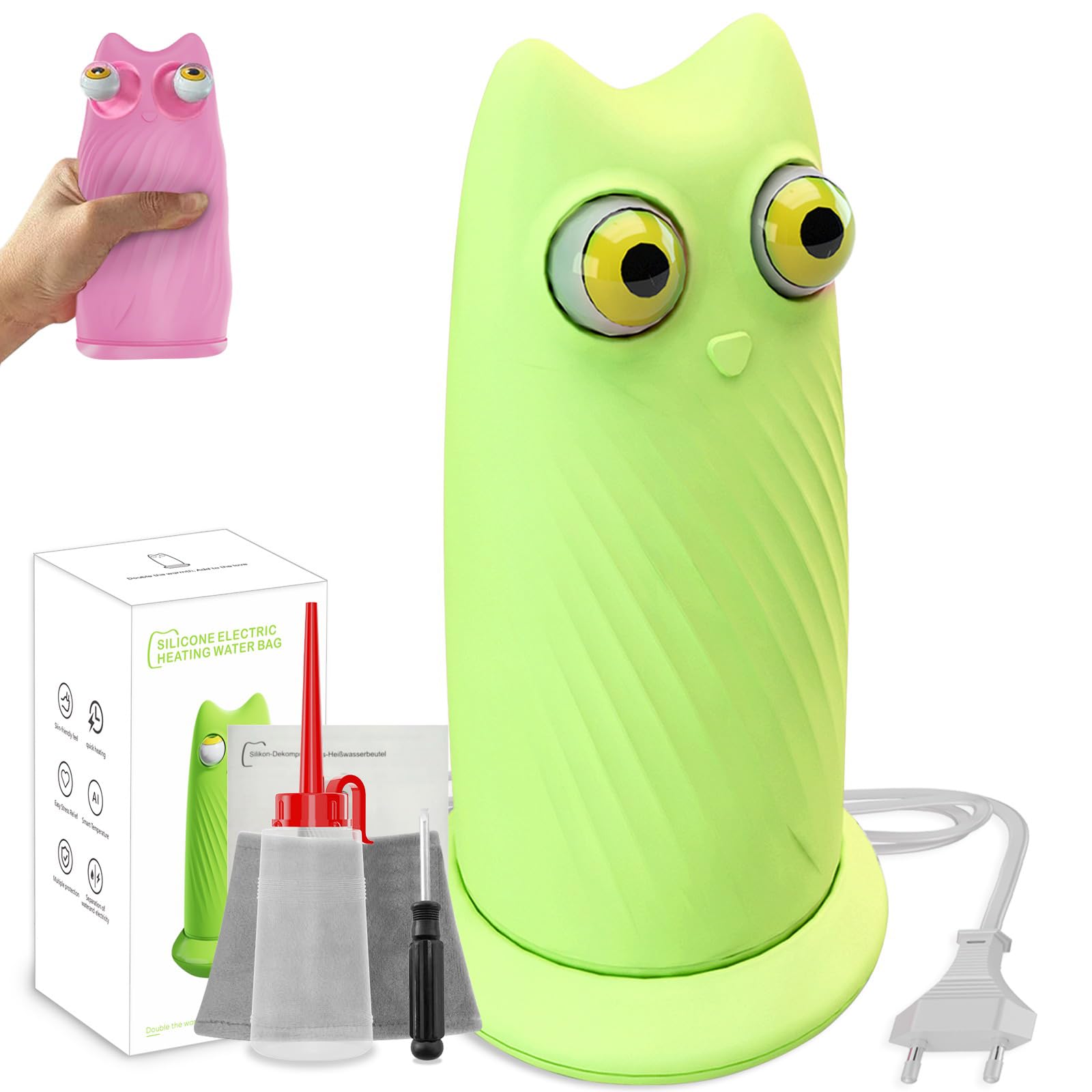 EPROICKS Rechargeable Hot Water Bag, Silicone Hot Water Bottle, Portable Interesting Hot Water Bottle without Filling Hot Water, for Children and Adults - Gifts for Women (Pink)