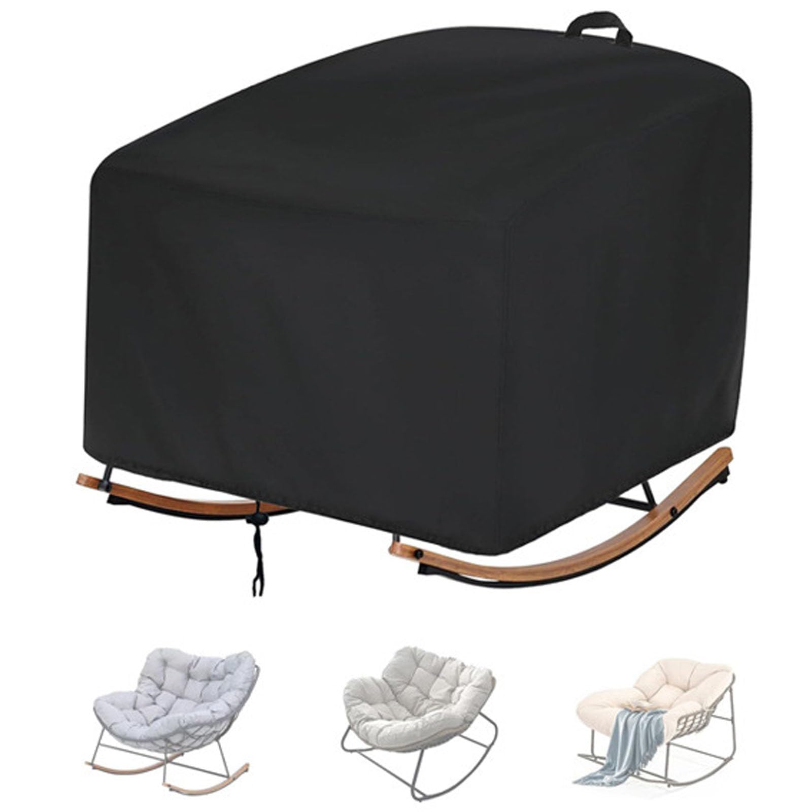 Copertura Protettiva per Sdraio Dondolo da Giardino,Copri Sdraio Dondolo da Giardino,Copertura Impermeabile per Sdraio Dondolo Rattan,Oxford Tessuto Antivento Copert(Size:420D:104x114x79cm,Color:Nero)