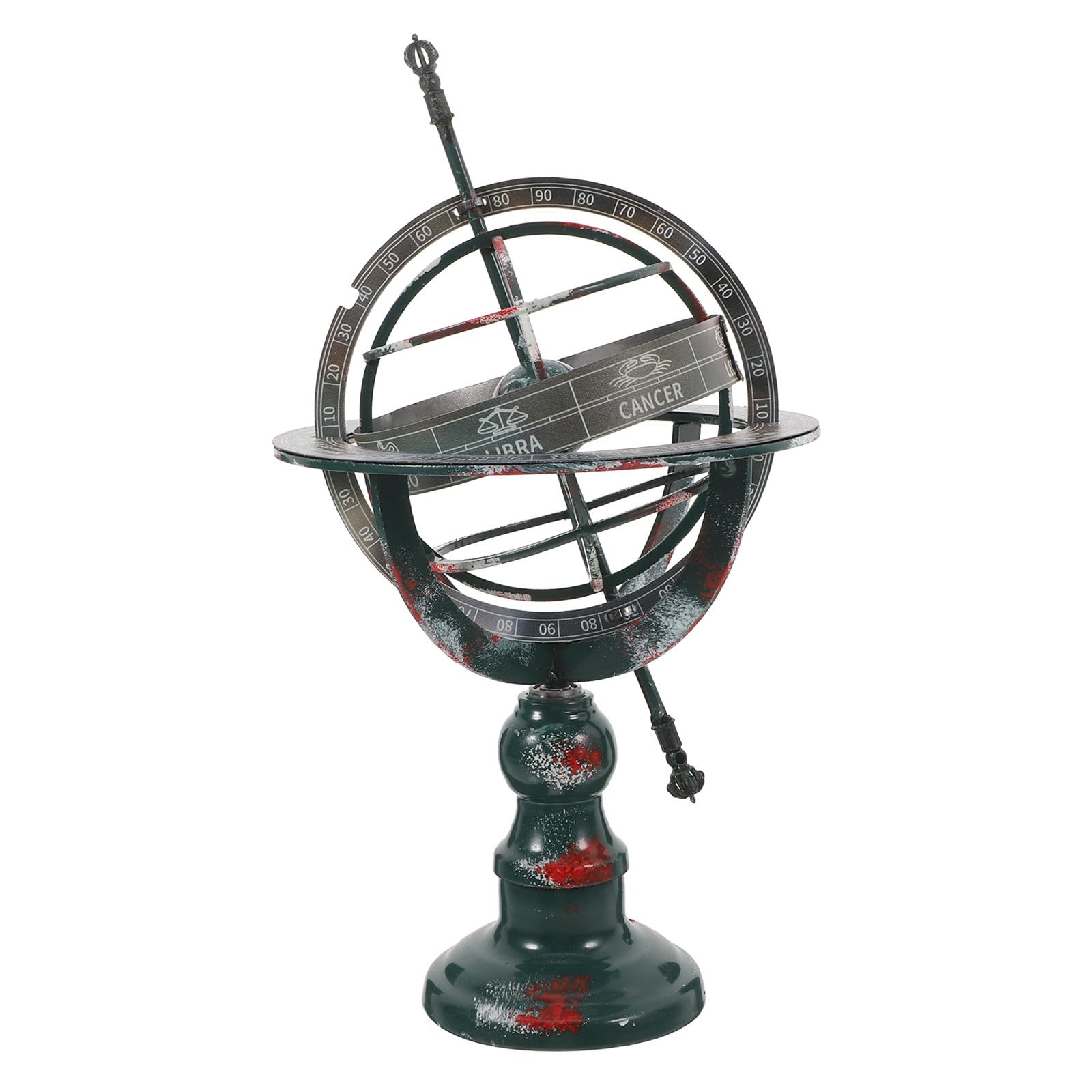 Mappamondo Decorativo in Ferro Elegante Dettagli Raffinati e Rotante, Globo Artistico per Arredamento da Scrivania in Ufficio o Casa