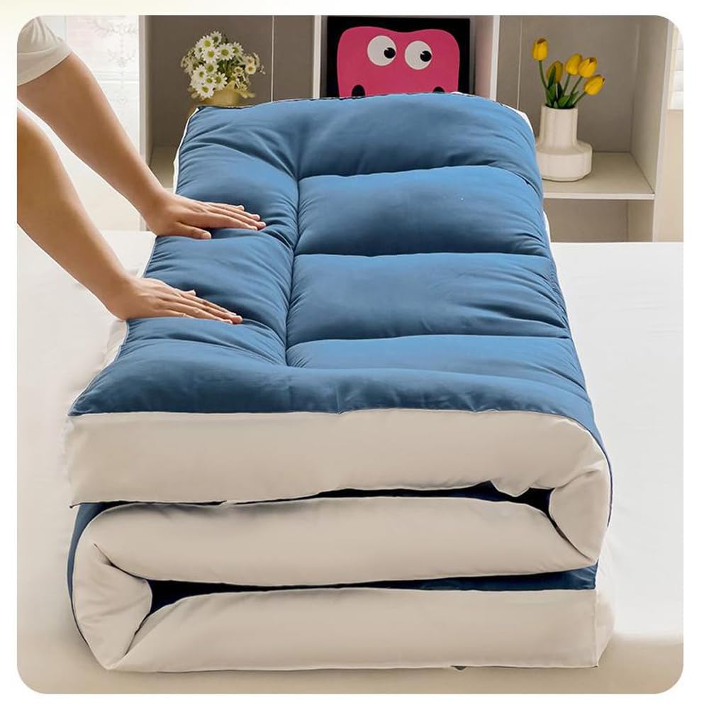 Materasso futon giapponese, materasso a pavimento, pieghevole, tatami, portatile, da campeggio, morbido, letto per gli ospiti, facile da riporre, coprimaterasso futon (grigio scuro, 120 x 200 cm)