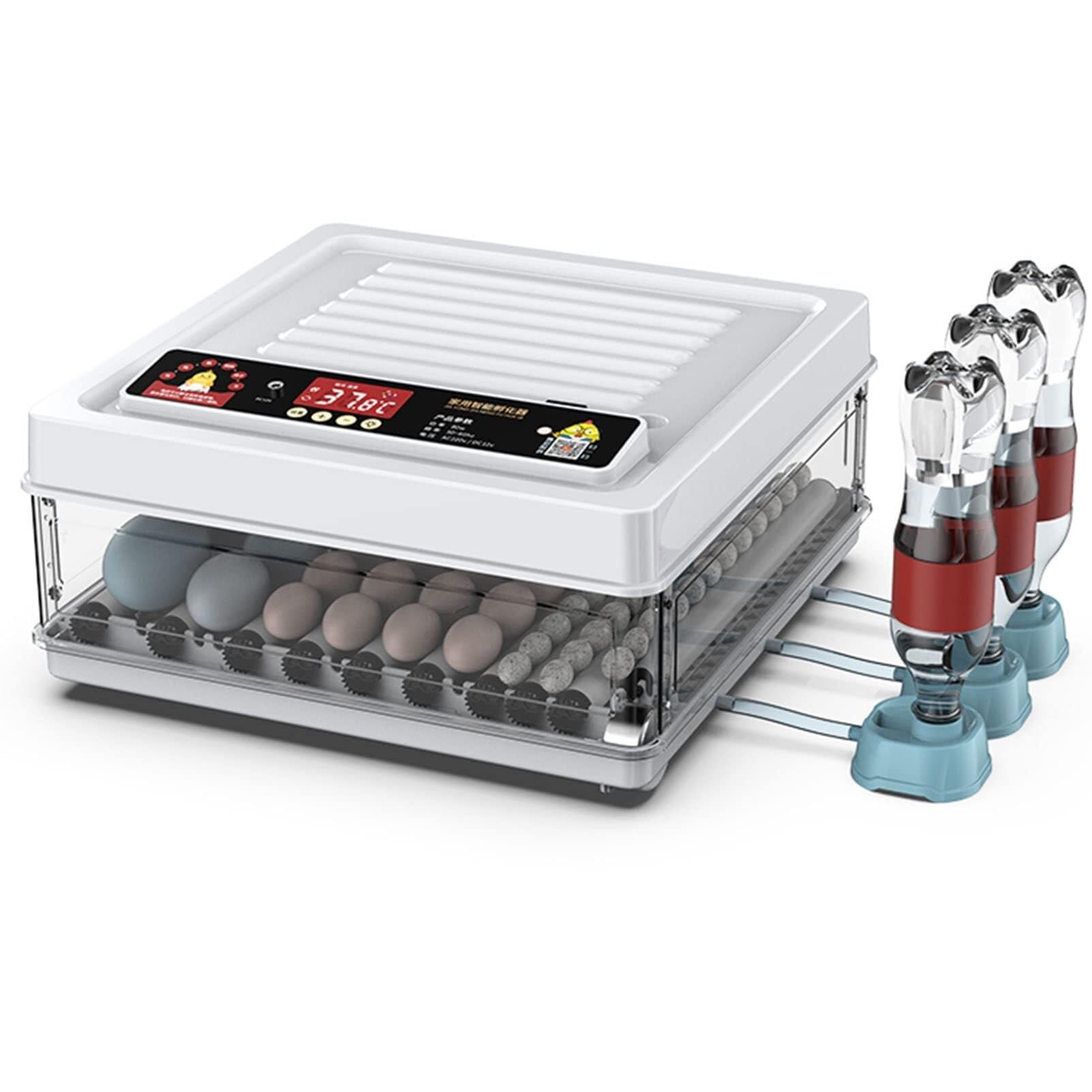Incubadora automática de huevos para aves de corral, capacidad de 48 a 128 huevos, incubadora totalmente automatizada con función de giro para pollos y codornices, ideal para uso doméstico en granja