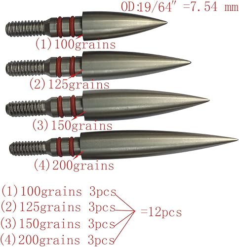 Miniatura 8 de Aklisdlha Puntas de flecha de punto de campo 100125150200300 granos, puntas de campo de tiro con arco, tornillo de acero inoxidable en puntas de