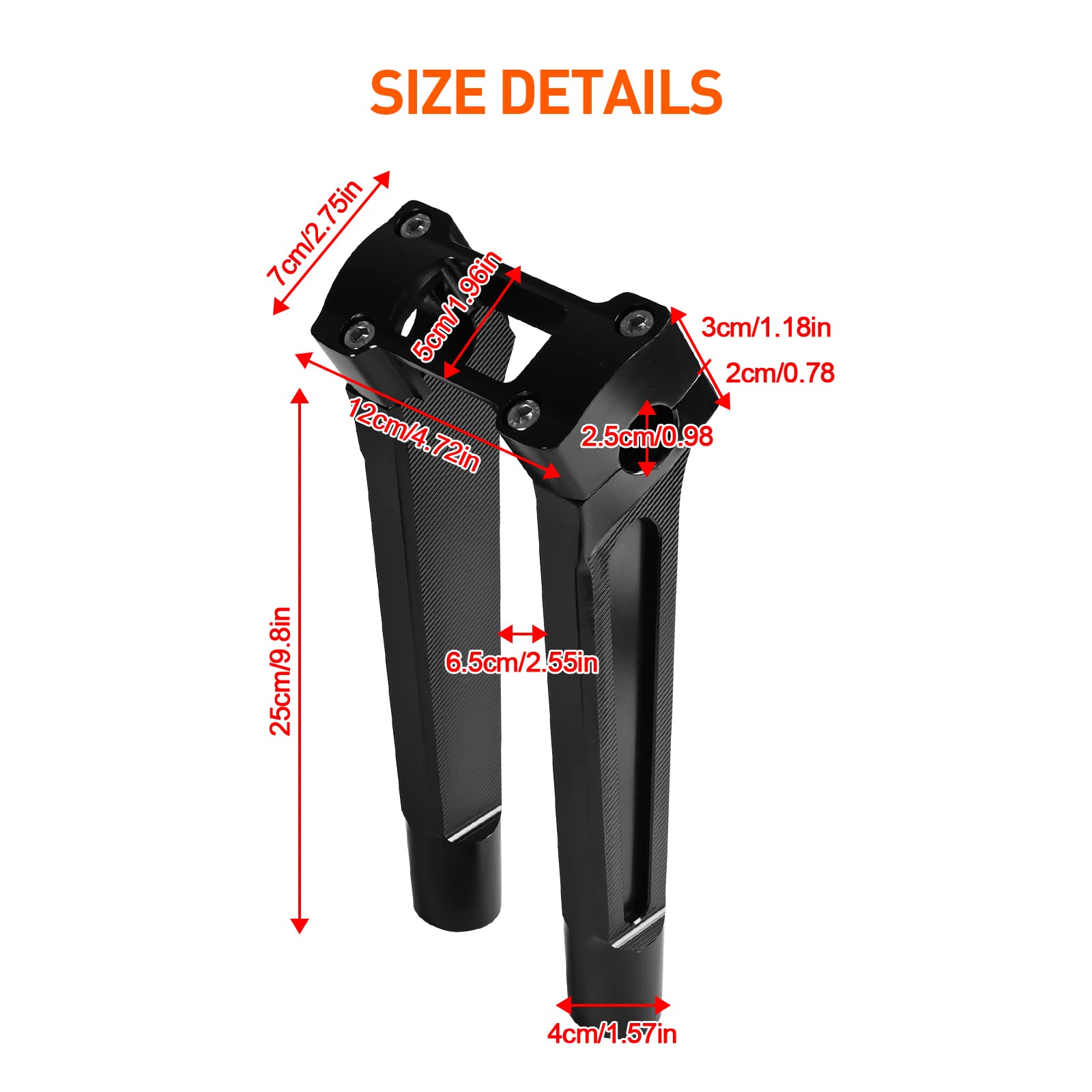 Goldfire Rehausseurs de guidon droits une pièce pour Harley M8 Softail Street Bob 2018, 2019, 2020, 2021 (noir, 25,4 cm)