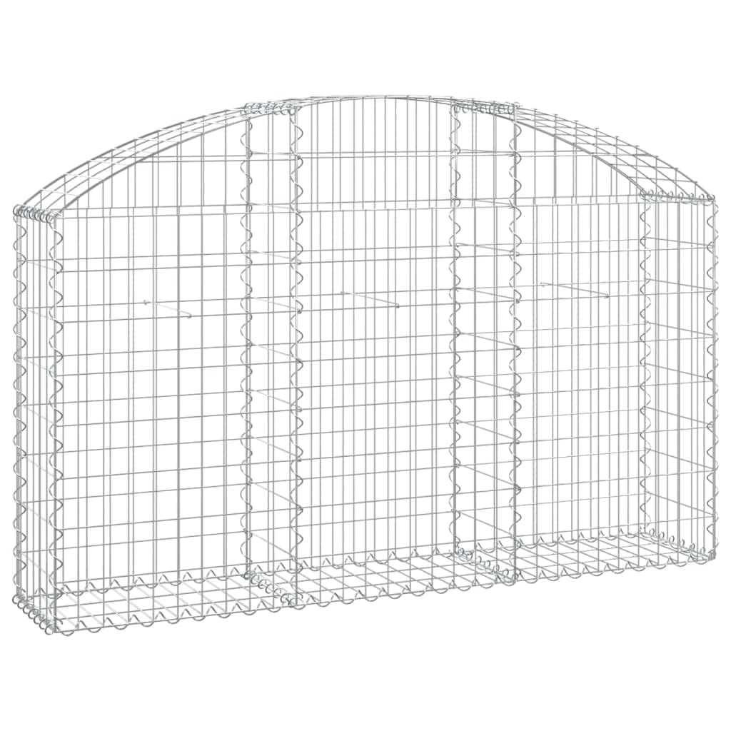 vidaXL Arched Gabion Basket - 150x30x80/100 cm - Galvanised Iron - Silver