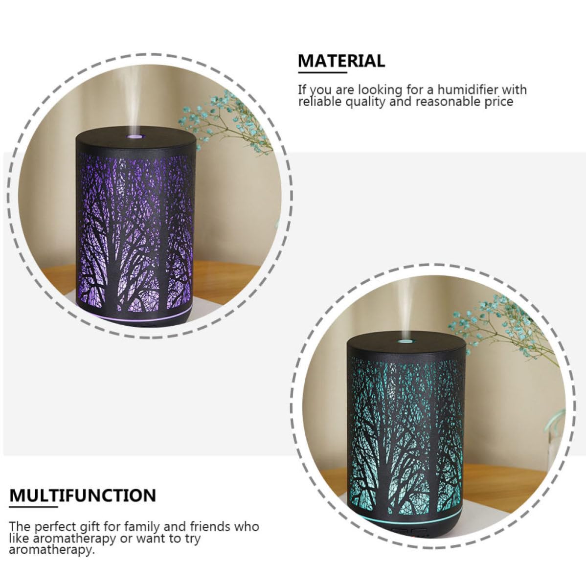 300ml Diffusore Ferro in Aromi Umidificatore Nero per Casa