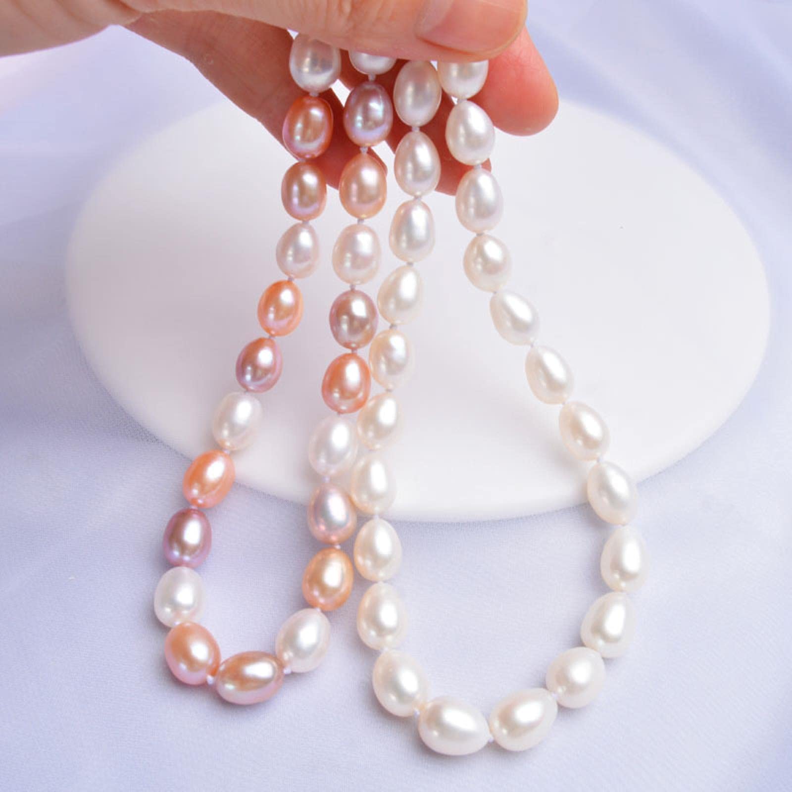 LOKILOKI Collares De Perlas De Agua Dulce Naturales De 8-9 Mm Plata De Ley 925 para Mujeres Joyería Vintage De Boda
