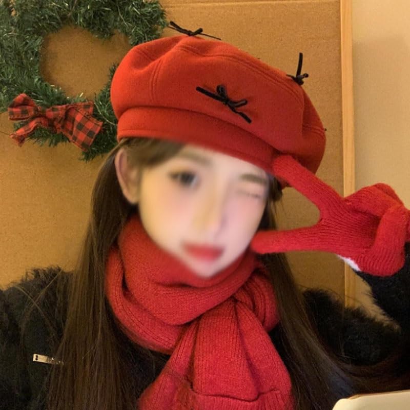 Versatile Woolen Beret for Women Winter Red Hat Personalized Painter's Hats