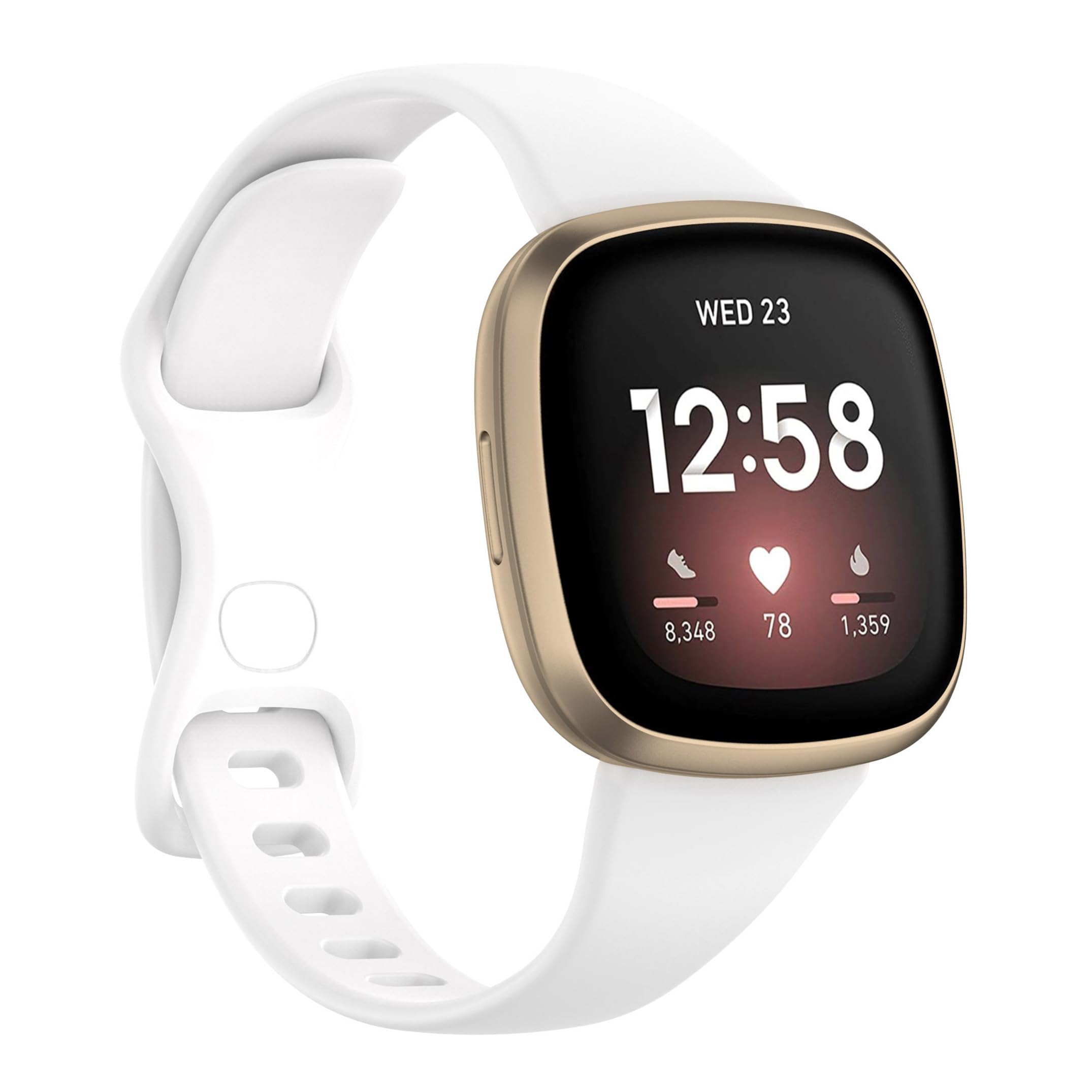 TopPerfekt Slim Strap Compatible with Fitbit Versa 4 Women Men, Adjustable Soft Silicone Sport Replacement Watch Band Wristbands Bracelet for Fitbit Versa 4/Versa 3/Sense/Sense 2 (L-White)