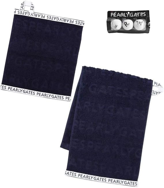 Amazon Co Jp 名入れ刺繍 パーリーゲイツ スポーツタオル ハンドタオル 2枚組 Pearly Gates オリジナルデザインゴルフボール付き ブランドショッパー付き ネイビー 刺繍フォント ｃタイプ 行書体 ホーム キッチン