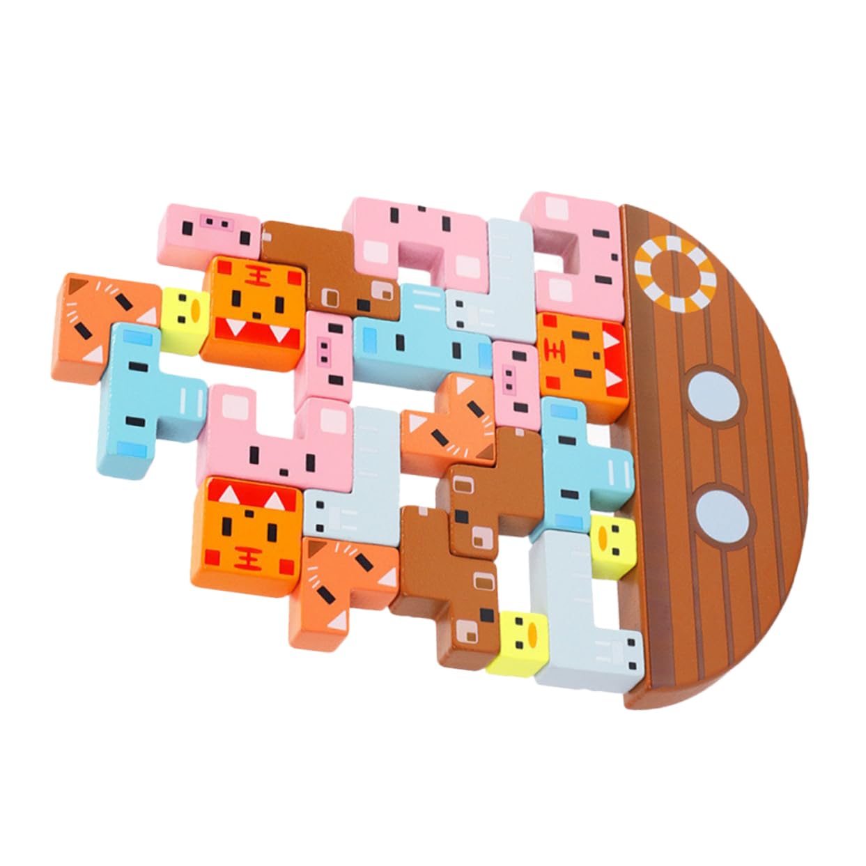 ibasenice Gioco di Costruzione Blocchi per Bambini, Set 1 Pezzo in Legno
