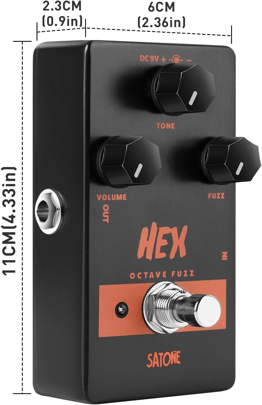 Satone S804 Hex Octave Fuzz Electric Guitar Effect Pedal - Classic Octave Fuzz Effect Preset Acoustic Metal Pedal with True Bypass