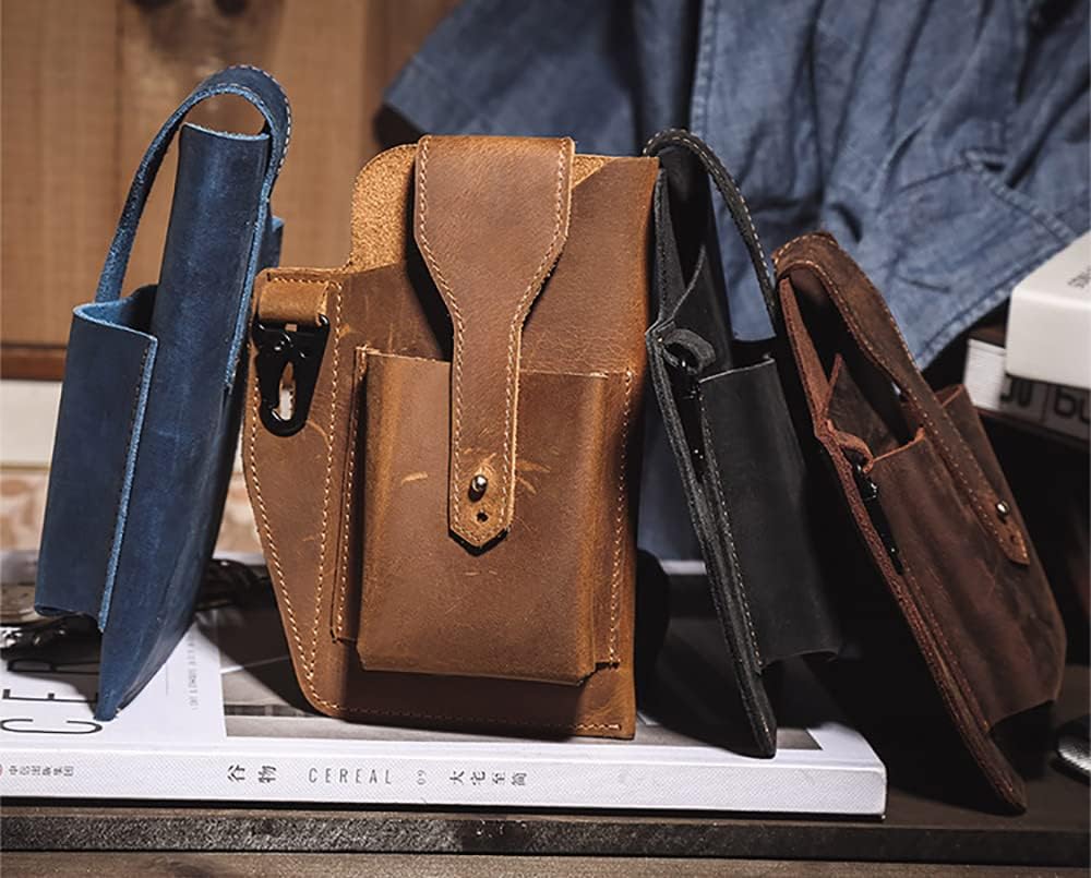 Classical Vintage Coffee Leather Waist Bag for Men Cell Phone Belt Holder for iPhone 13 12 11 Pro Max Samsung Galaxy Birthday Gift for Men Him Husband Father - Image 6