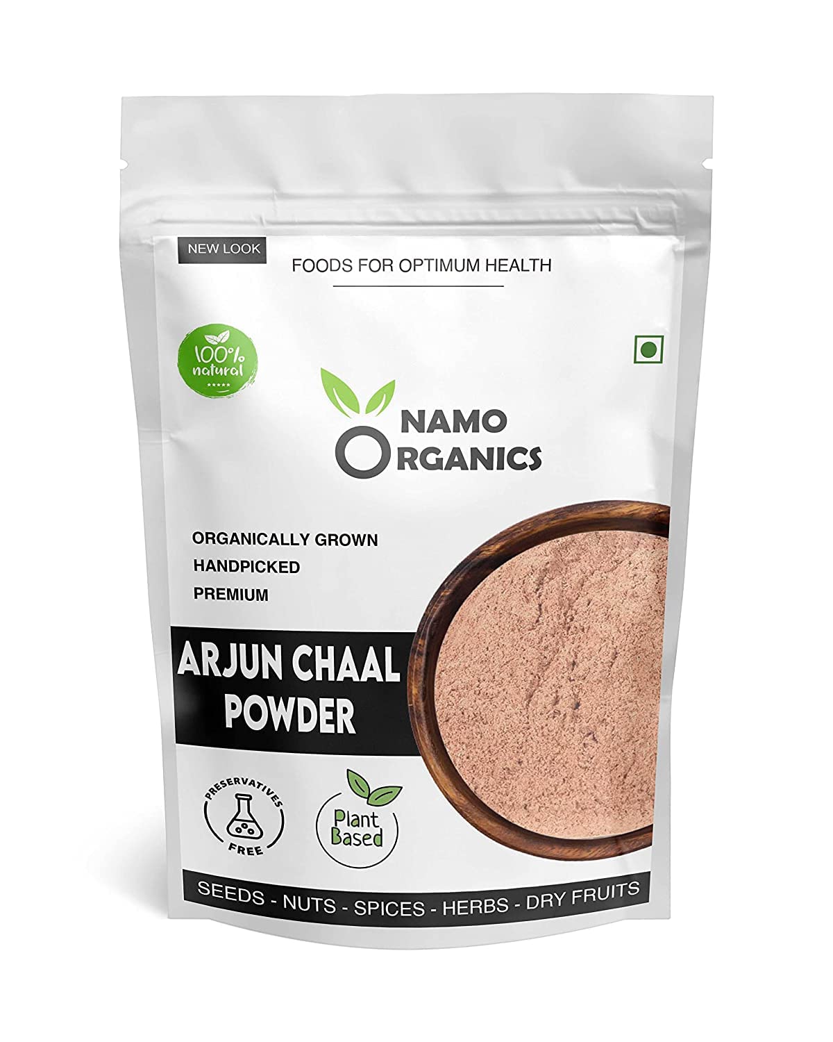 Kaxilu DKM Namo Organics - Organic Arjun ki Chaal Powder - 500 Gm - Terminalia Arjuna - Double Filtered 100% Arjun Bark Fine Powder