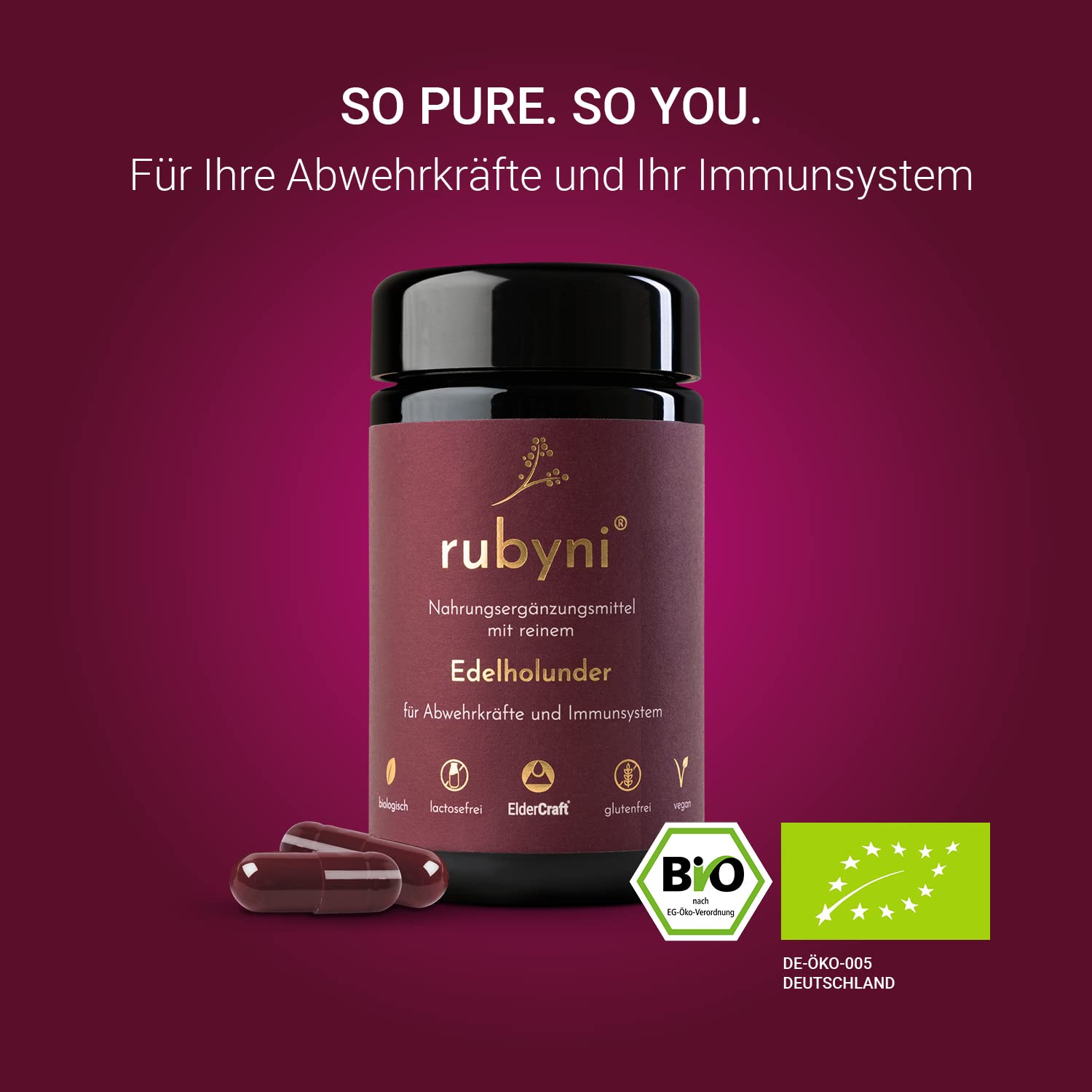 Sambuco nobile (90 capsule) • 800mg estratto concentrato di bacche di sambuco • Sambuco nobile biologico con 100% ElderCraft® • Sambuco nero