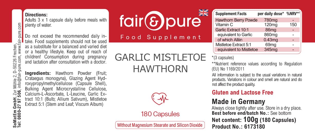 Fair & Pure® - Estratto di Aglio con Vischio e Biancospino - Vegan - 180 Capsule