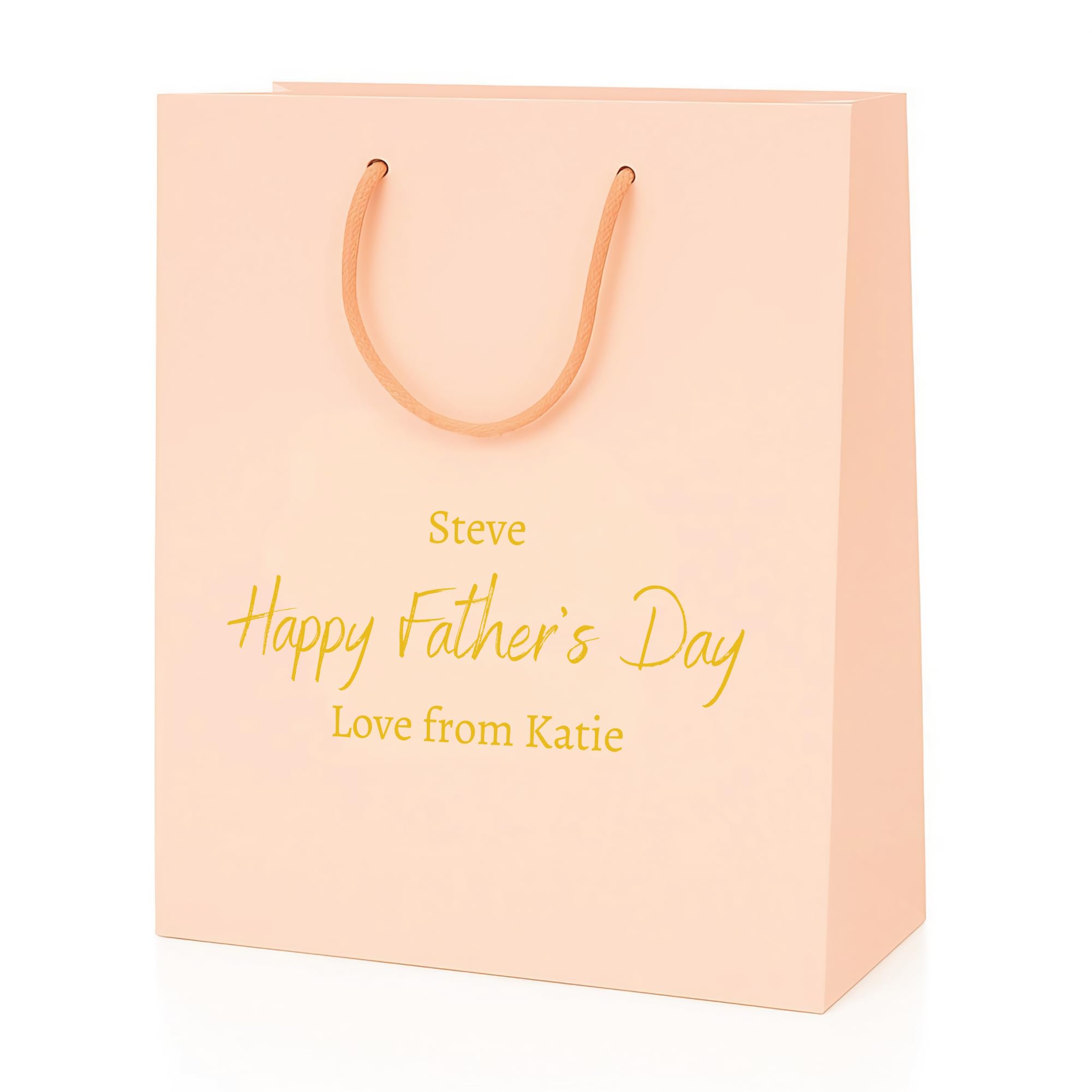 COOKIES AND KOALAS Personalised Fathers Day Gift Bag – Pink Small 20x24x10 cm – Custom Name & Message Foil Print – First Fathers Day Gift Bag