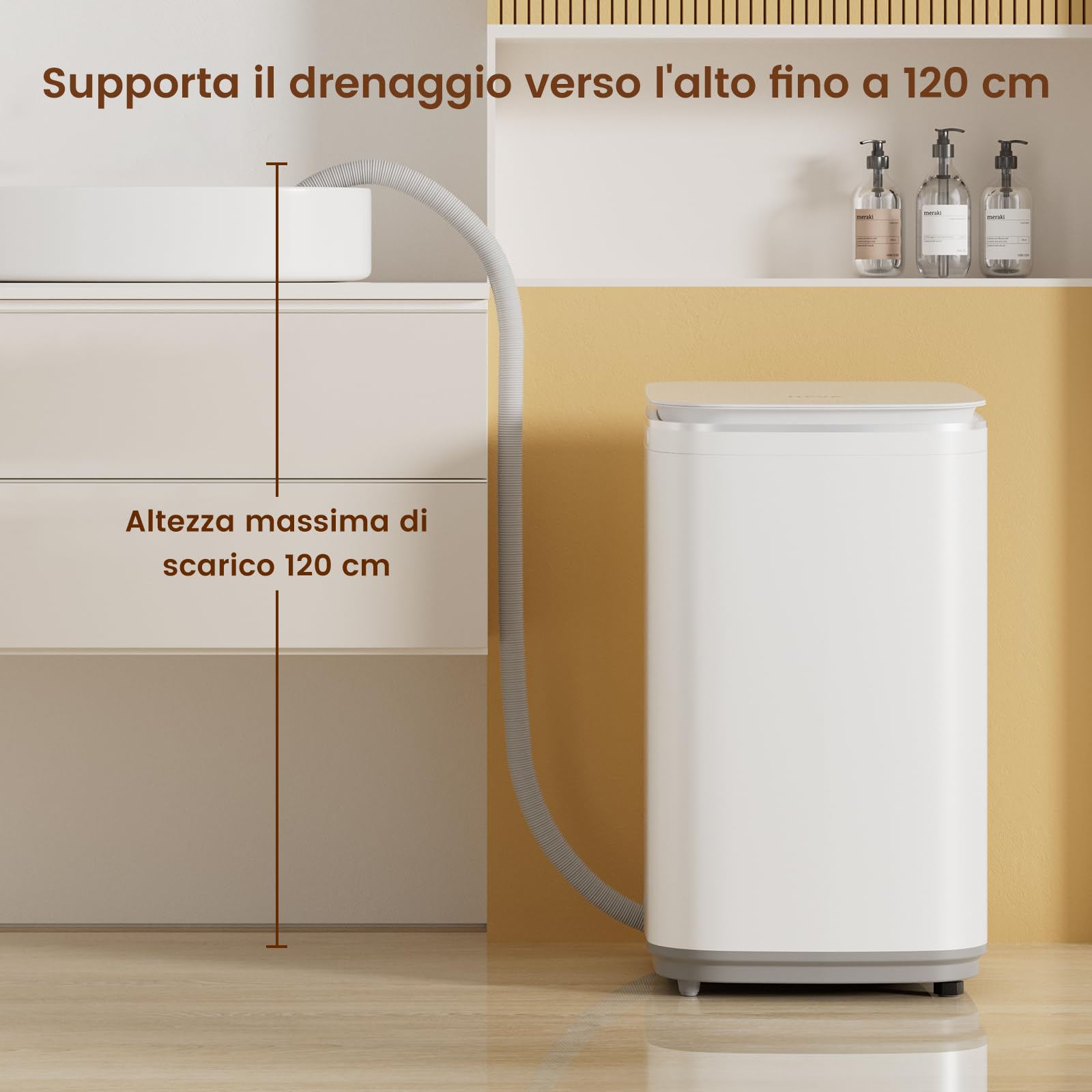 HAVA Mini lavadora, 3 kg de capacidad, pequeña lavadora y centrifugador, totalmente automática con 8 programas, función de lavado en caliente y bomba de drenaje, ahorra espacio para apartamentos
