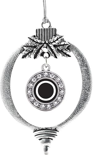 Miniatura 55 de Inspired Silver - My Vintage Initials - Adorno con dije de letra V - Adornos navideños de círculo plateado con joyas de circonita cúbica