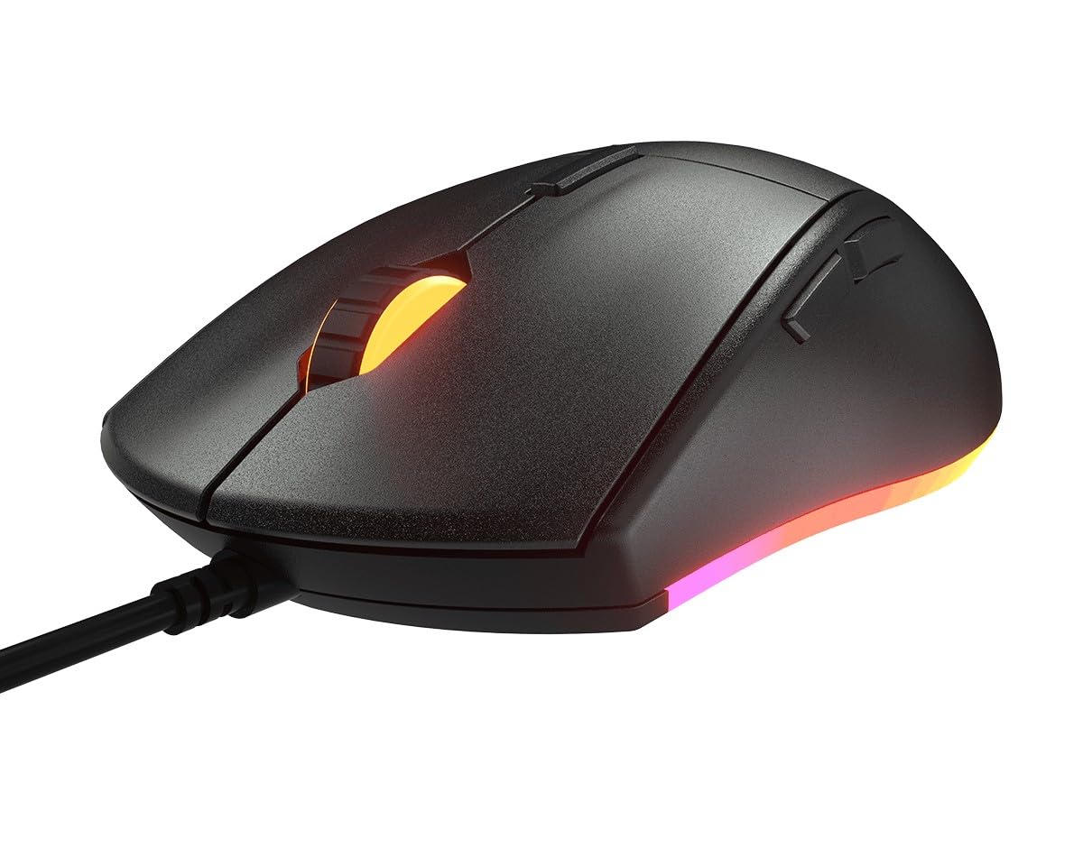 COUGAR Gaming | Mouse Gaming | MINOSEX Nero - Sensore ottico PMW3330-7200 DPI - Switch OMRON - Retroilluminazione RGB personalizzabile - Design ergonomico - Pattini in PTFE - Connettore USB