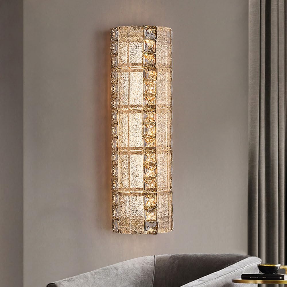 MYUYEE Led Crystal Wall Sconce,Dimmable Luxury Wall Light Bling With K9 Crystal Shade,Indoor Decor Wall Lamp For Hallway,Bedroom,Living Room,Bathroom,Bedside,Kitchen
