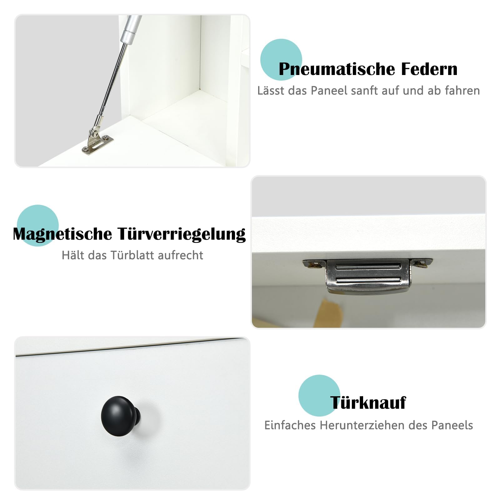 FANTASK Scrivania, scrivania pieghevole per computer con ripiani e cassetto, pieghevole da parete, per casa, ufficio e piccoli spazi (bianco)