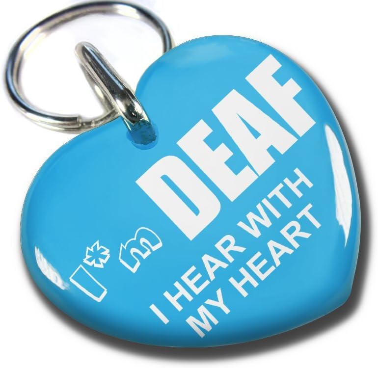 Dog id pet tag I am Deaf I Hear with My Heart Color Light Blue (Regular 1.00")