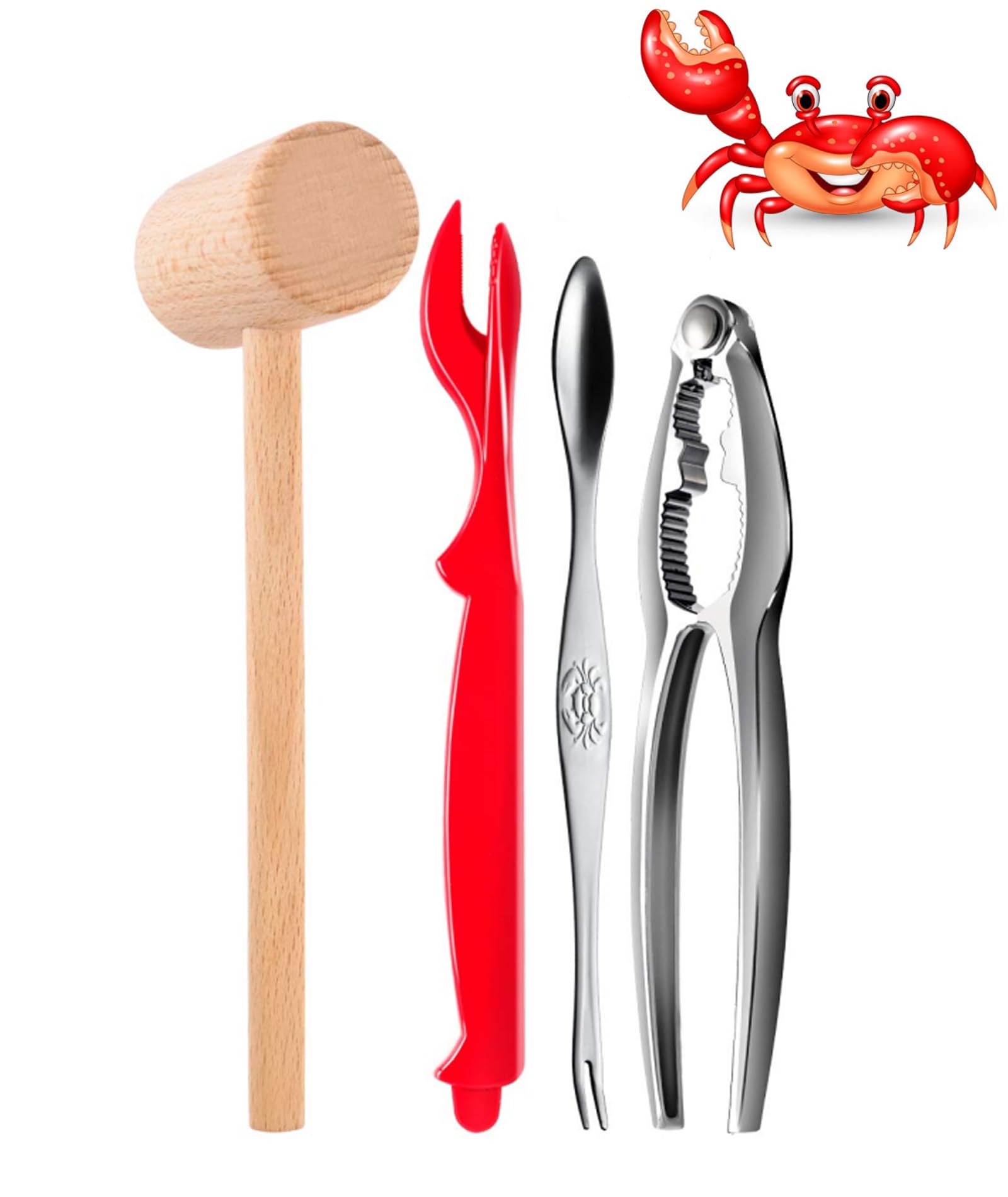 4 Pcs Crab Tool for Eating, Seafood Tool Set with Crab Crackers and Forks, Crab Eating Gadget for Home Dining and Restaurant Use-image-8