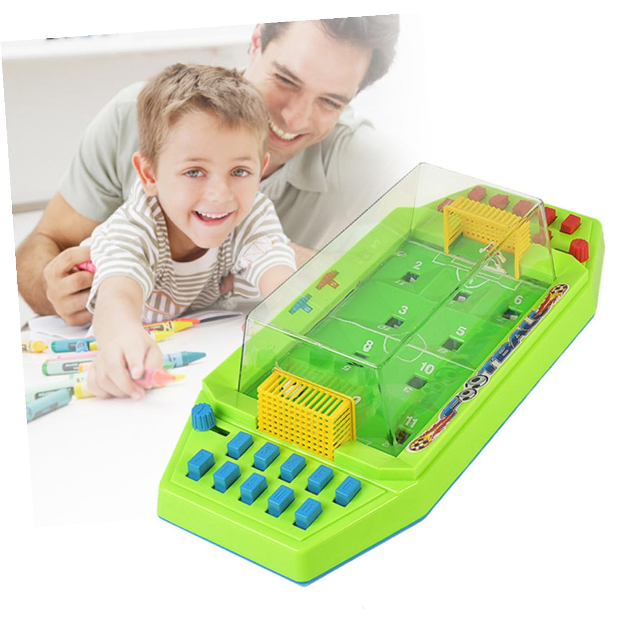 POPETPOP Gioco senza Batterie di Calcio da Tavolo Educativo per Ragazzo Ragazza Realizzato in Abs Verde, per Feste di Compleanno e Gioco Desktop Interattivo
