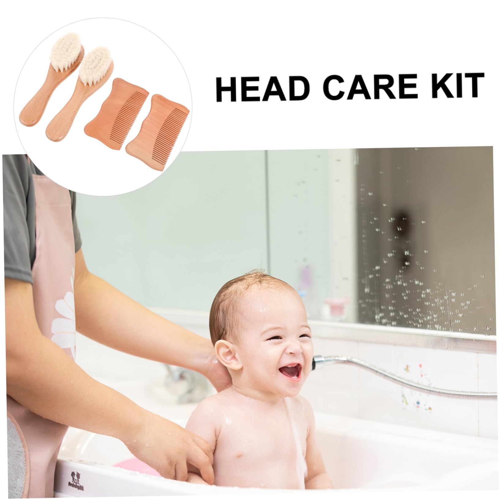 IWOWHERO Newborn Care Kit Comb Wool Brush Set Infant Grooming Kit Hair Scalp Grooming Product