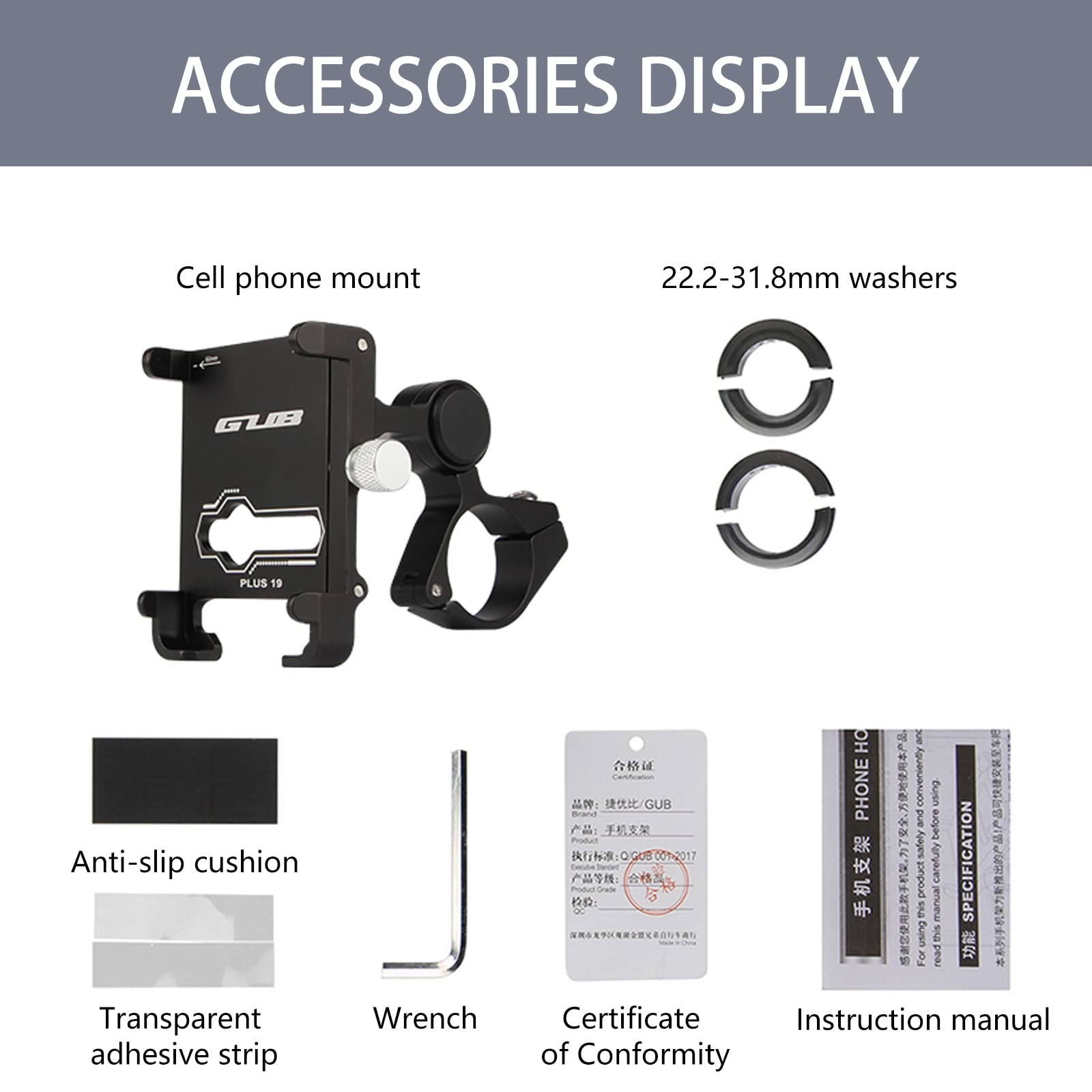 Soporte Teléfono Móvil Motocicleta, Soporte Smartphone Bicicleta, Aleación de Aluminio 360° Ajuste Giratorio Universal Manillar Bicicleta (para Teléfono 3.5"-7.2" Pulgadas)