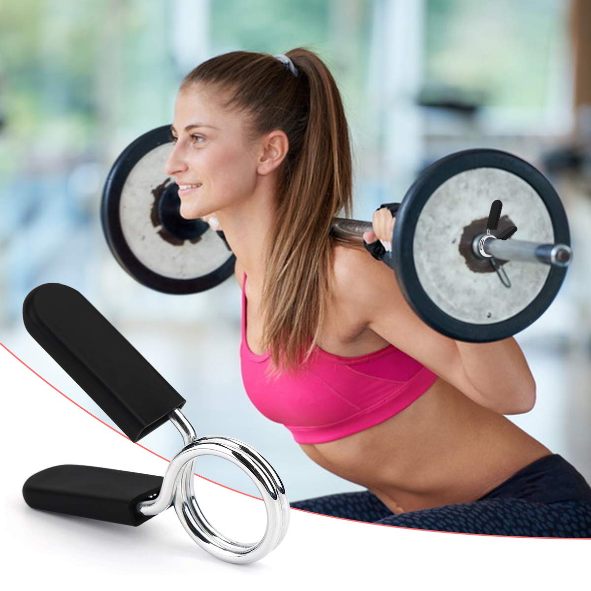 4 sztuki zapięć sprężynowych 28 mm, kołnierz, hantle, zaciski sprężynowe, do studia fitness, długie zaciski z gumowym uchwytem do podnoszenia ciężarów, treningu siłowego