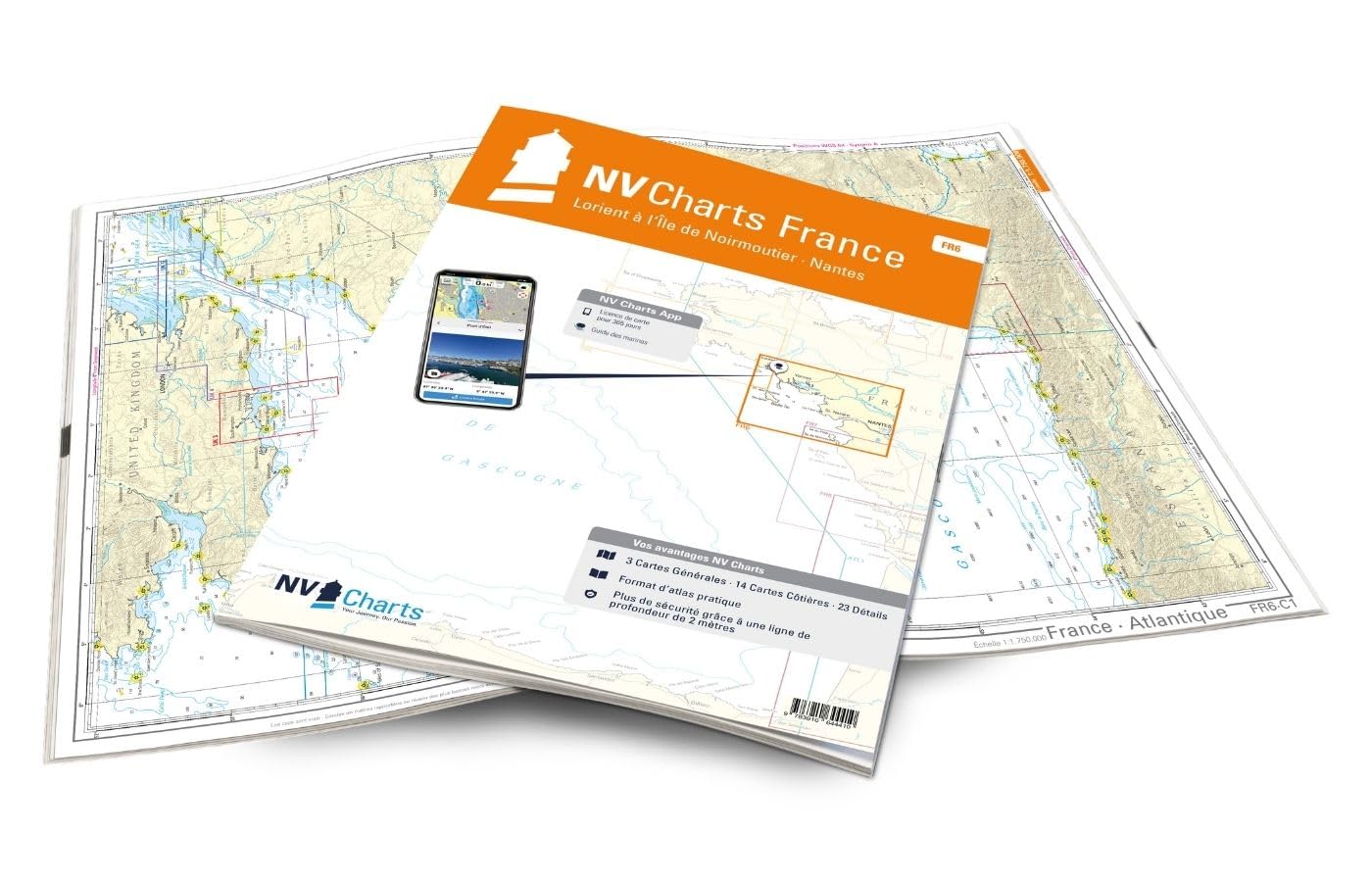 NV Atlas France FR 6 mit App Lizenz- Seekarte Frankreich - Lorient to ILE de Noirmoutier - Nantes