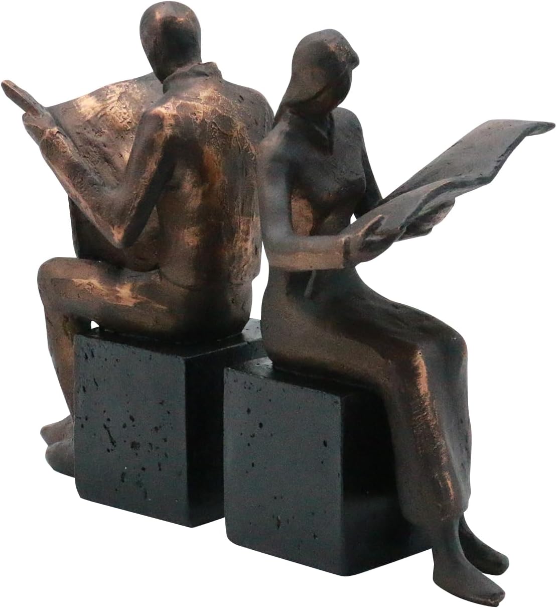 Lukitas Copper Newspaper Decorative Bookends, Heavy Duty Reader Book Ends Non-Slip, Vintage Home Décor Accessories for Study Office Deck Bookshelf, Resin, 1Pair/2Piece 8''