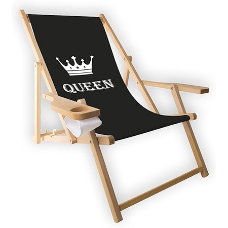 MultiBrands® Holz-Liegestuhl, mit Armlehne und Getränkehalter, klappbar