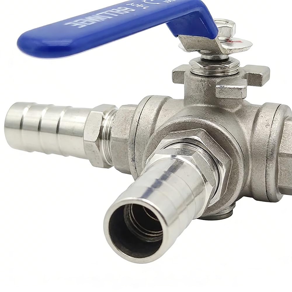 Zawór Kulowy Spustowy Typu T/L, Króciec Do Węża Ze Stali Nierdzewnej 304, Rozmiary Średnicy Zewnętrznej 6–20 Mm, Do Systemów Cieczy, 1 Szt.(T-Port,25mm)