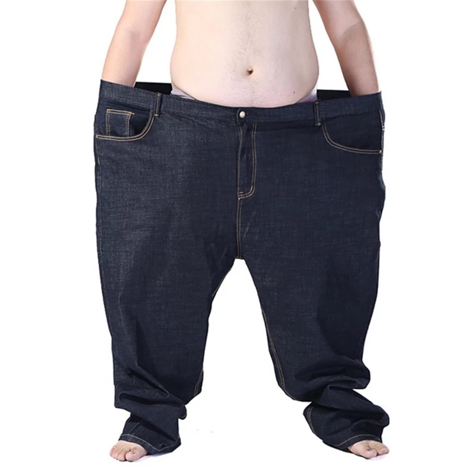 Jeans da Uomo Jeans da Uomo di Grandi Dimensioni Pantaloni in Denim Oversize Elastico in Vita Elasticizzato Jeans Larghi