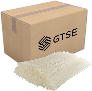 GTSE 8 Inch White/Clear Zip Ties, 15,000 Ties Bulk Contractors Pack, 18lb Strength, UV Resistant Small Nylon Cable Ties, Self-Locking 8