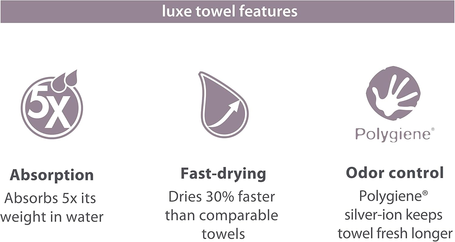 PackTowl Luxe Quick Dry Microfiber Towel for Beach and Travel, Zesty Lichen, Hand : Sports & Outdoors