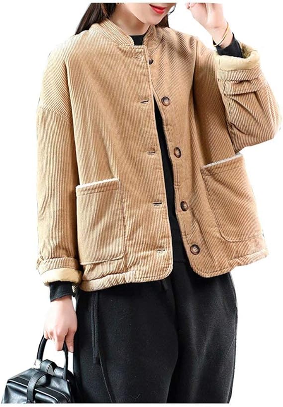 Amazon Tasahaya コーデュロイ ジャケット レディース コーデュロイコート ショート丈 中綿ジャケット ブルゾン 防寒着 厚手 高級 Free Size イエロー コート ジャケット 通販