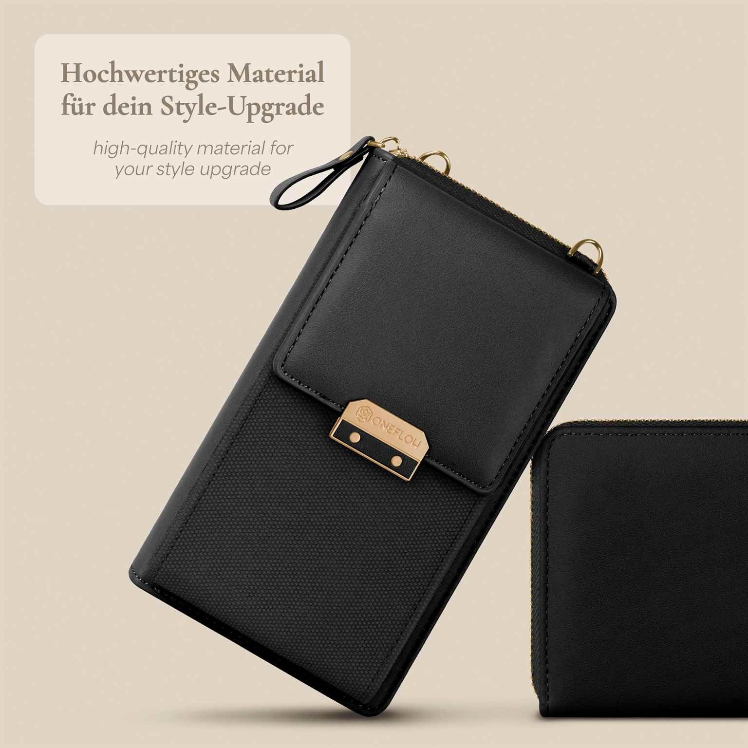 ONEFLOW Bliss Purse etui na telefon komórkowy HTC U11 do zawieszenia damska z portmonetką, torba na ramię z portfelem i kieszenią na telefon komórkowy, mała torebka, czarna